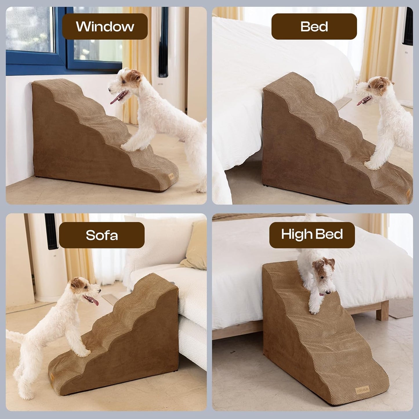 Curved Dog Stairs-Coffee