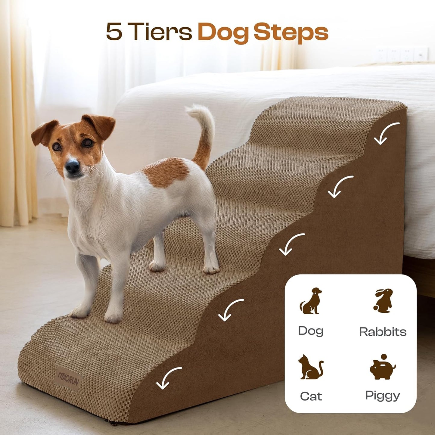Curved Dog Stairs-Coffee