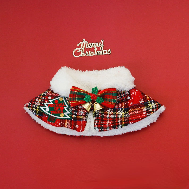 Christmas Bow and Bell Plush Pet Cloak