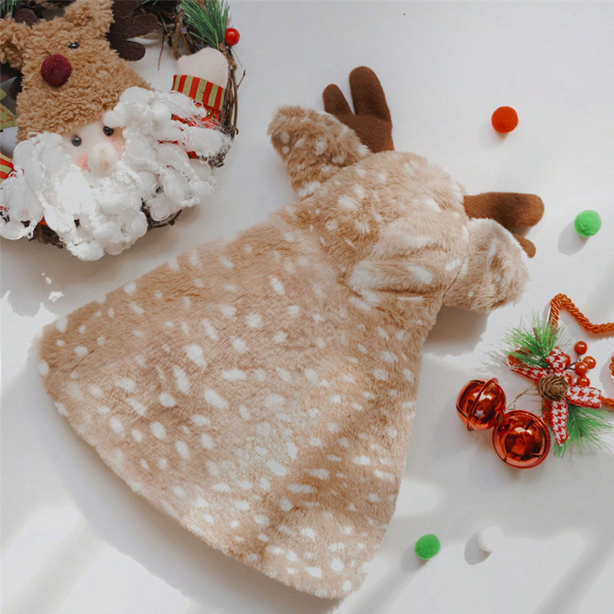 Christmas Brown Polka Dot Reindeer Cape pet Costume