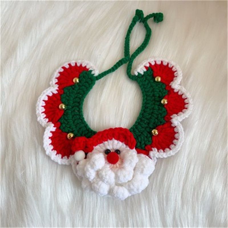 Christmas Handmade Knitted Crochet Pet Collar