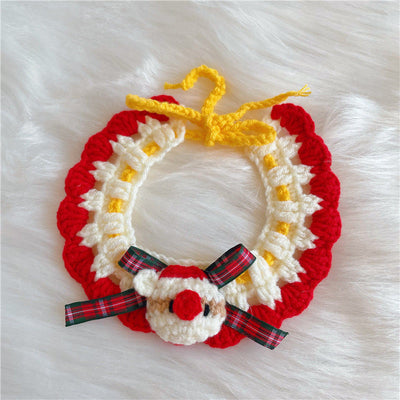 Christmas Handmade Knitted Crochet Pet Collar