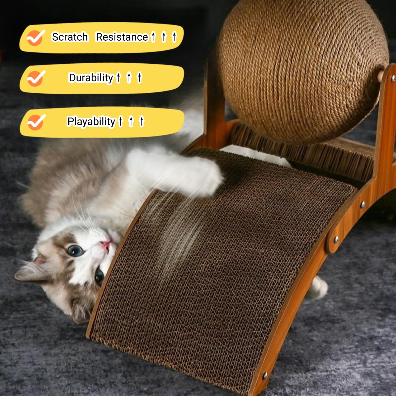 Natural Sisal Cat Scratching Board with Ball