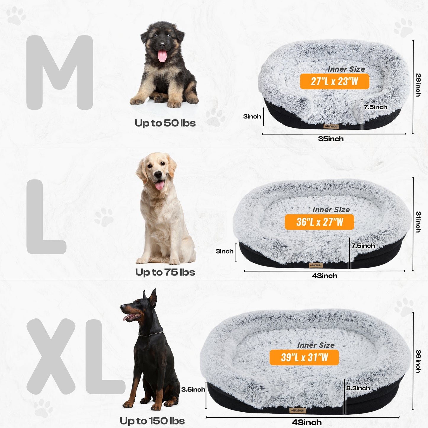 Fluffy Orthopedic Dog Bed-Gray