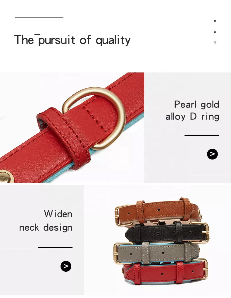 Soft Genuine Leather Dog Collar