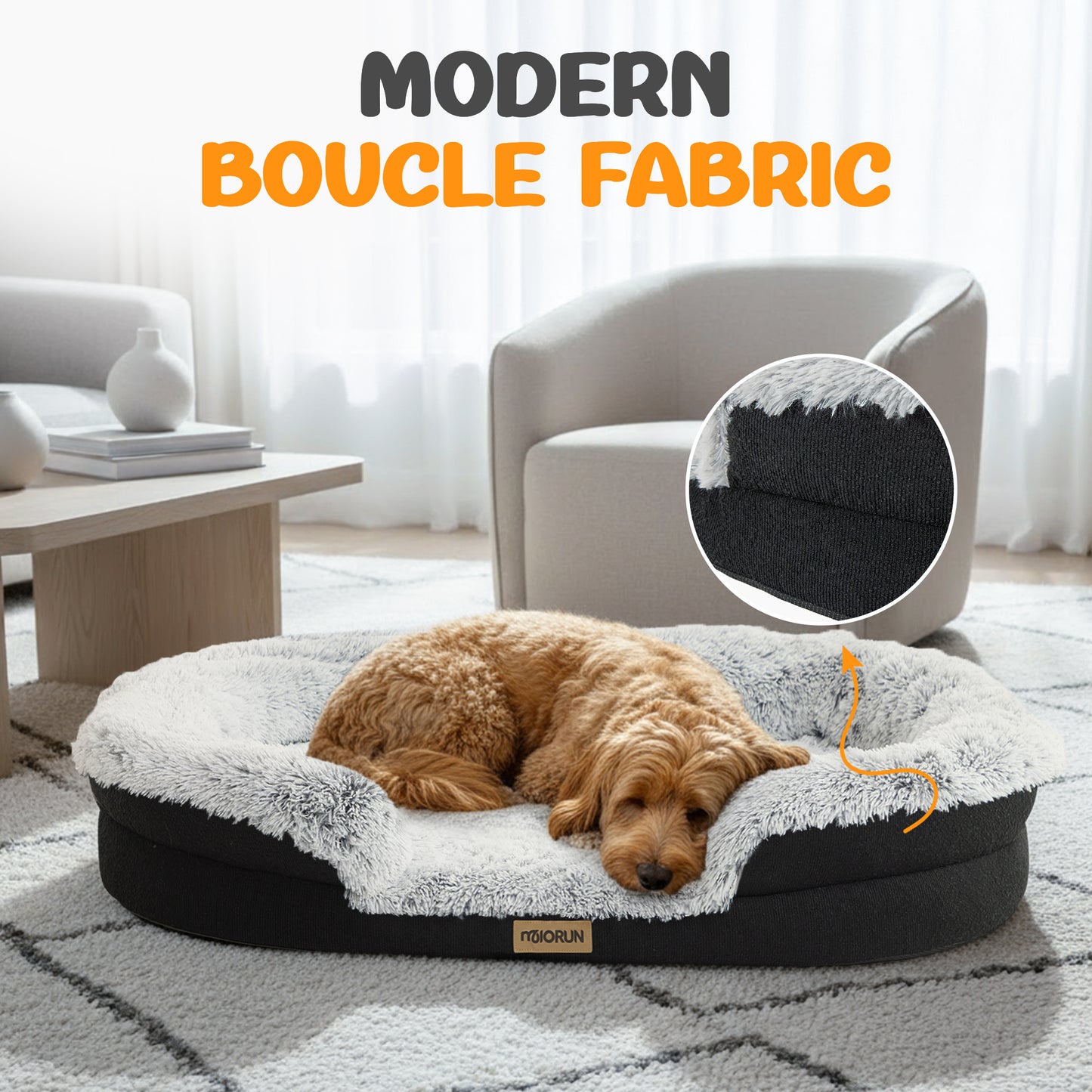 Fluffy Orthopedic Dog Bed-Gray