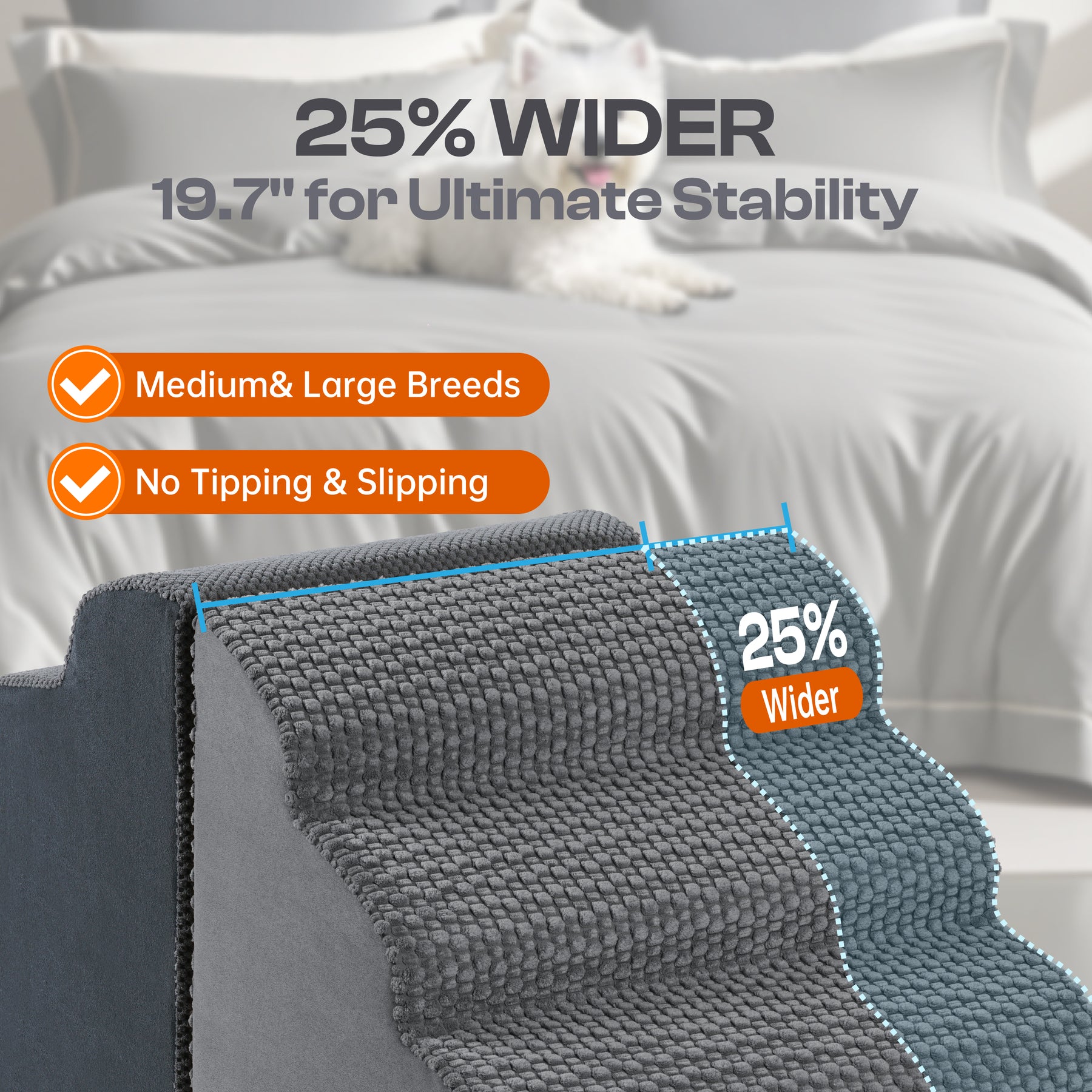 Extra Wide 4-Step Dog Stairs