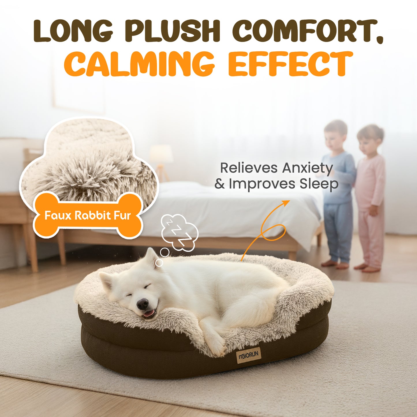 Fluffy Orthopedic Dog Bed-Coffee