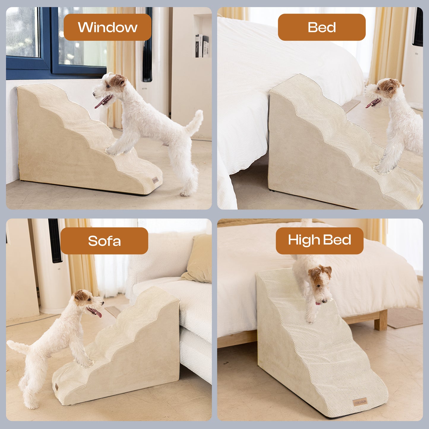 Curved Dog Stairs-Beige