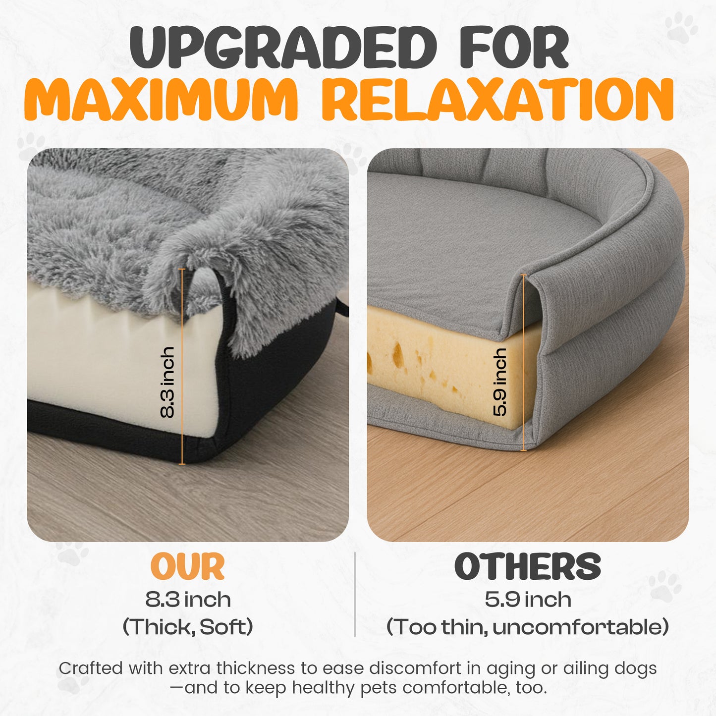 Fluffy Orthopedic Dog Bed-Gray