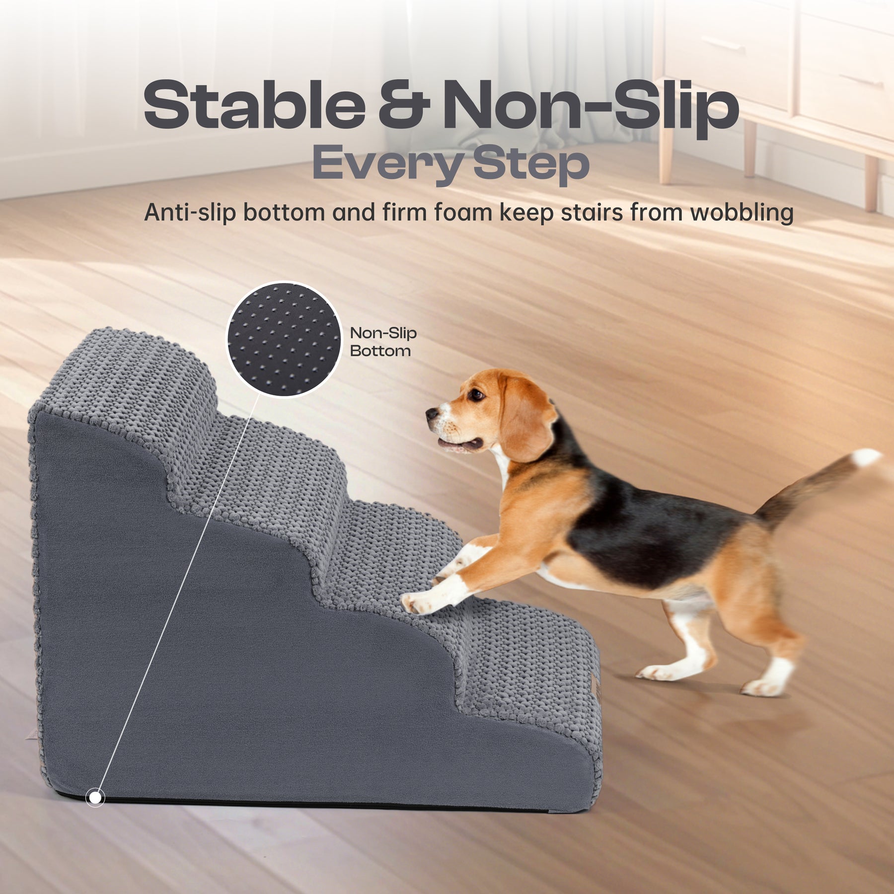 Extra Wide 4-Step Dog Stairs