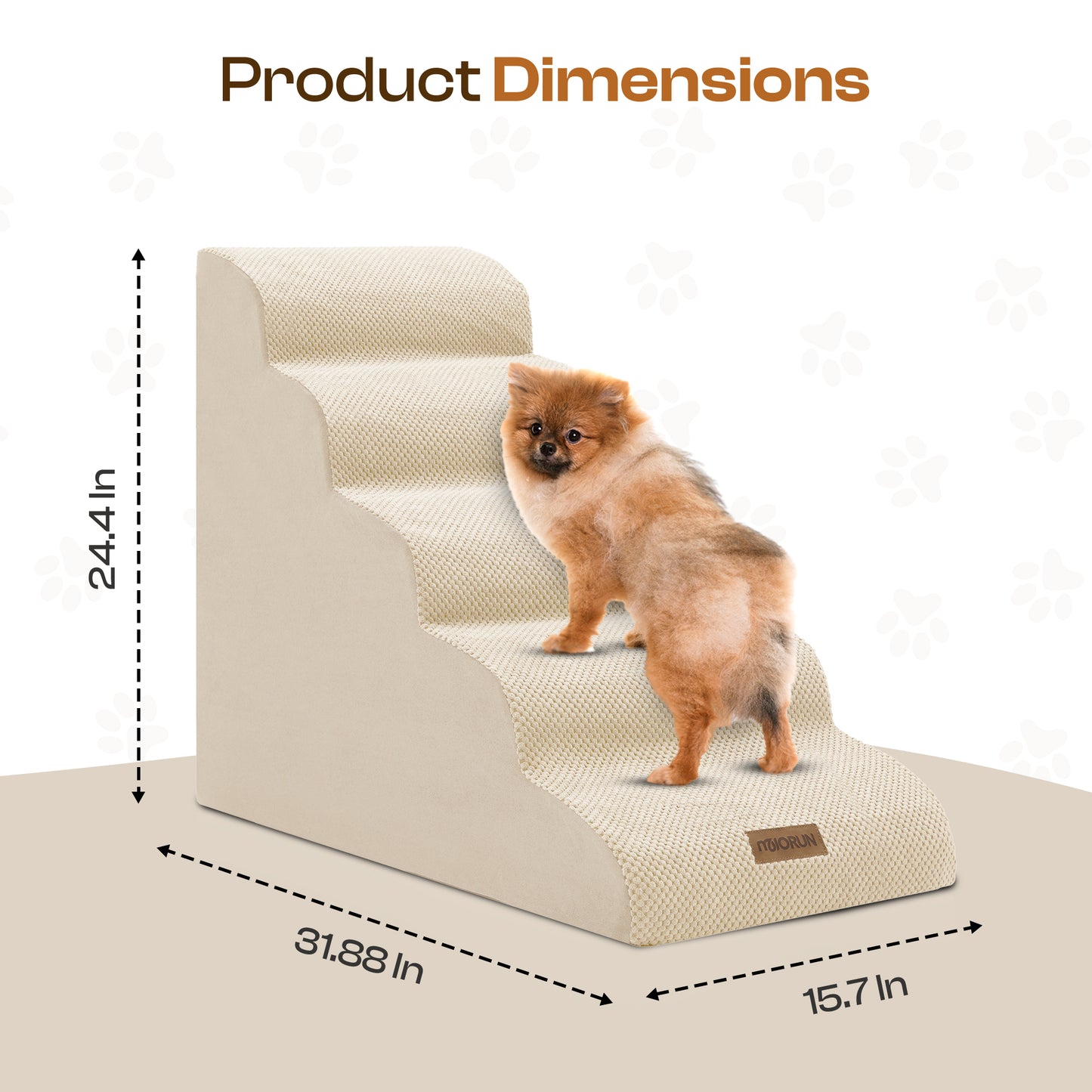 Curved Dog Stairs-Beige