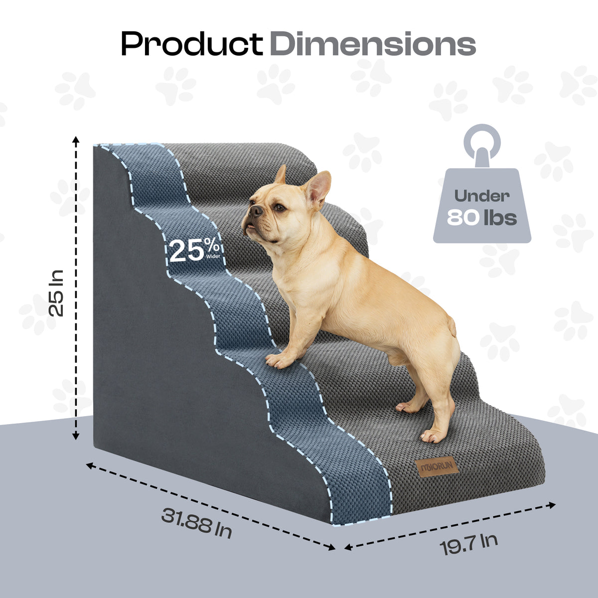 Extra Wide 5-Step Dog Stairs