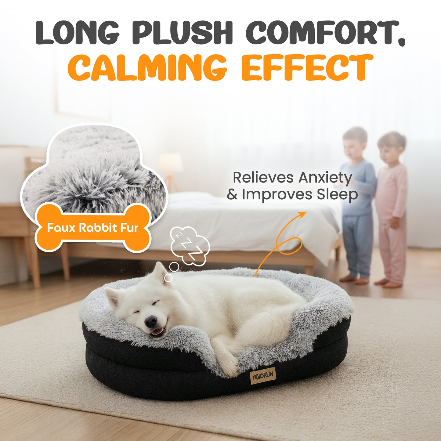 Fluffy Orthopedic Dog Bed-Gray