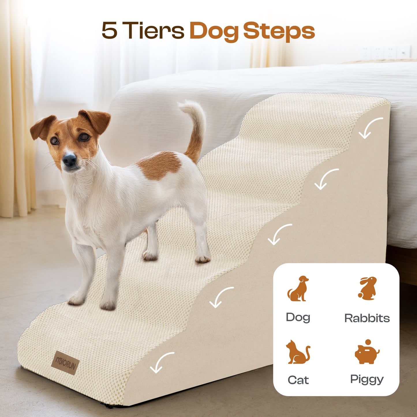 Curved Dog Stairs-Beige