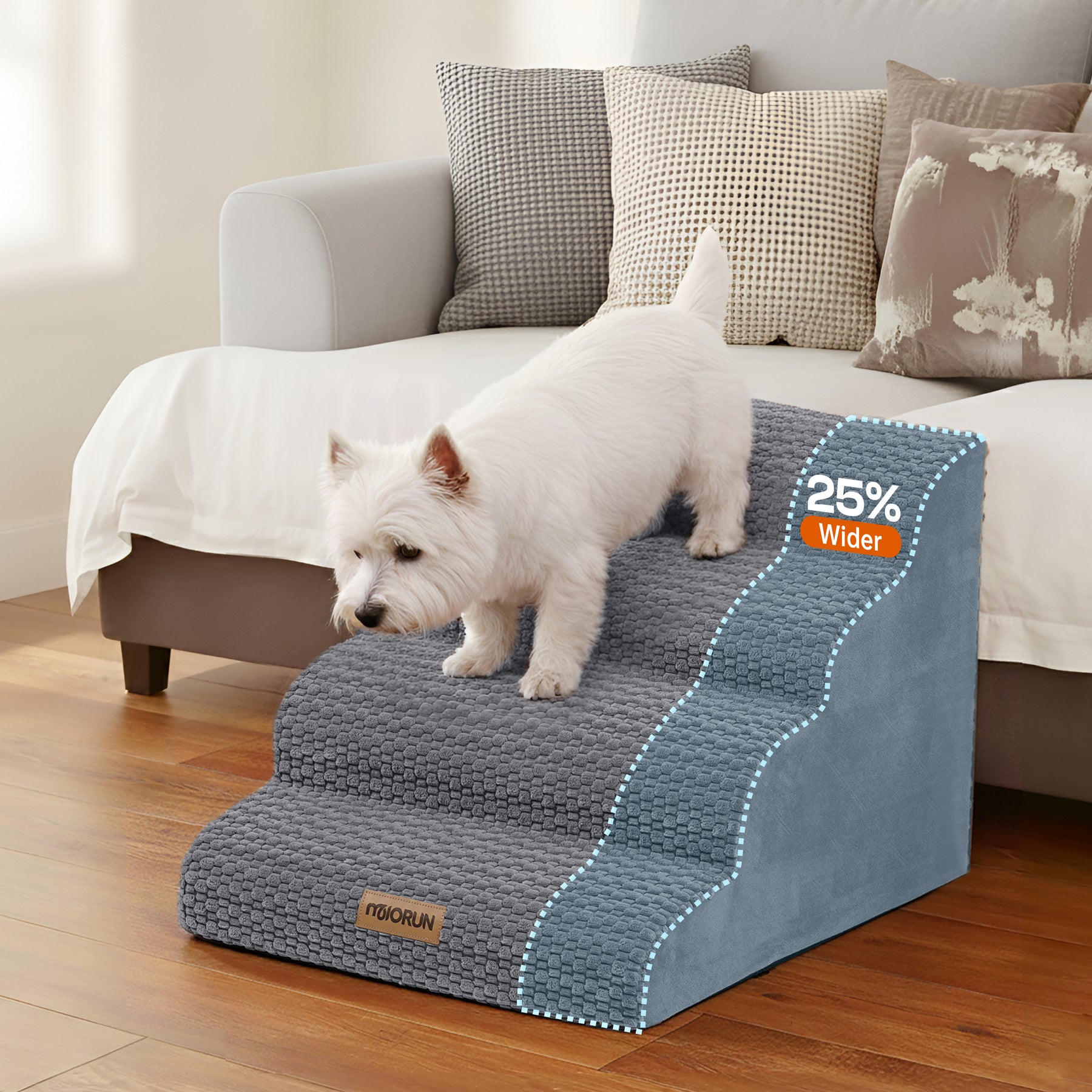Extra Wide 4-Step Dog Stairs