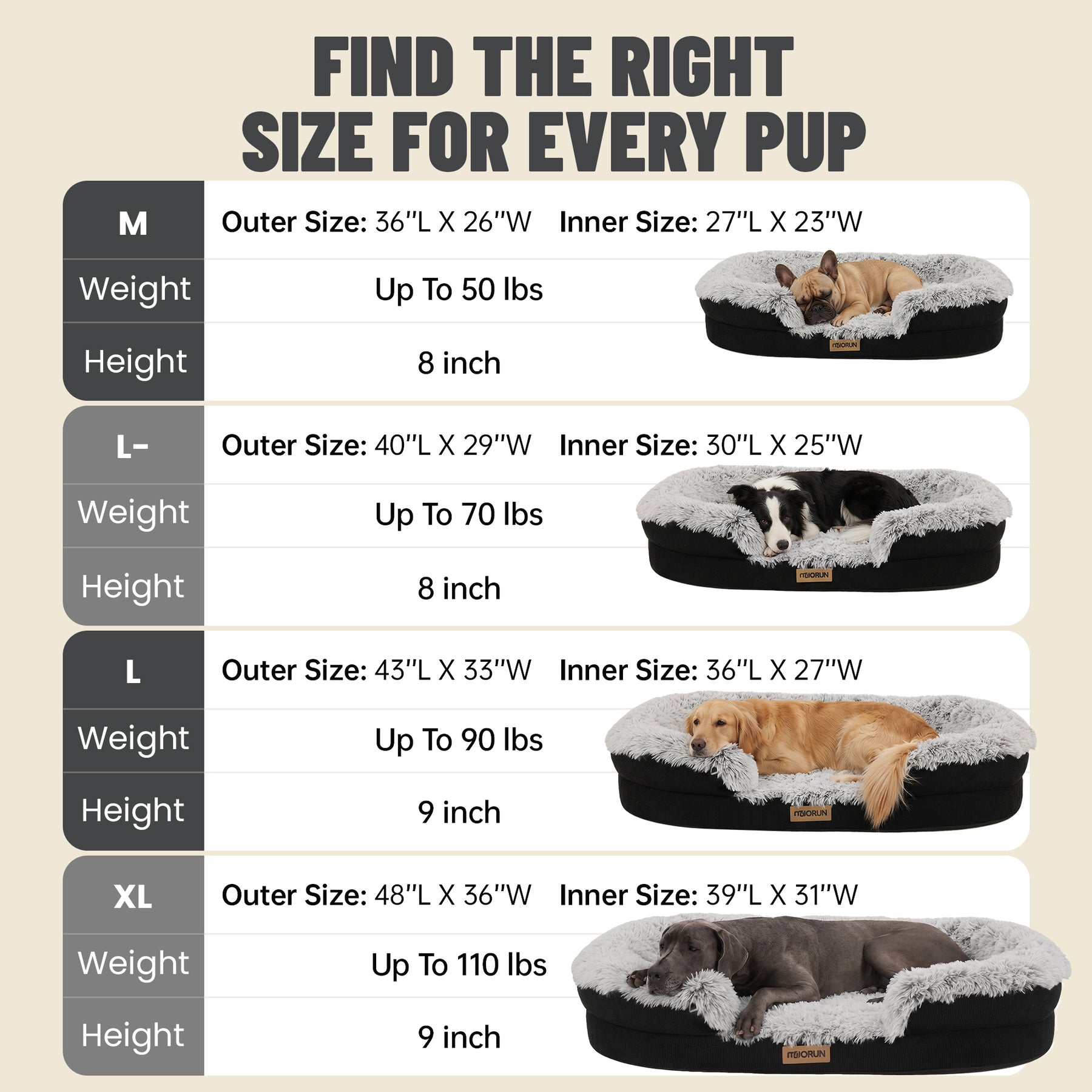 Fluffy Orthopedic Dog Bed-Gray