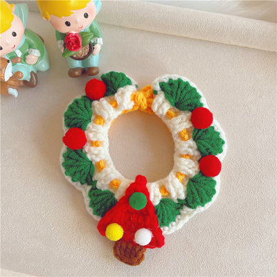 Christmas Handmade Knitted Crochet Pet Collar