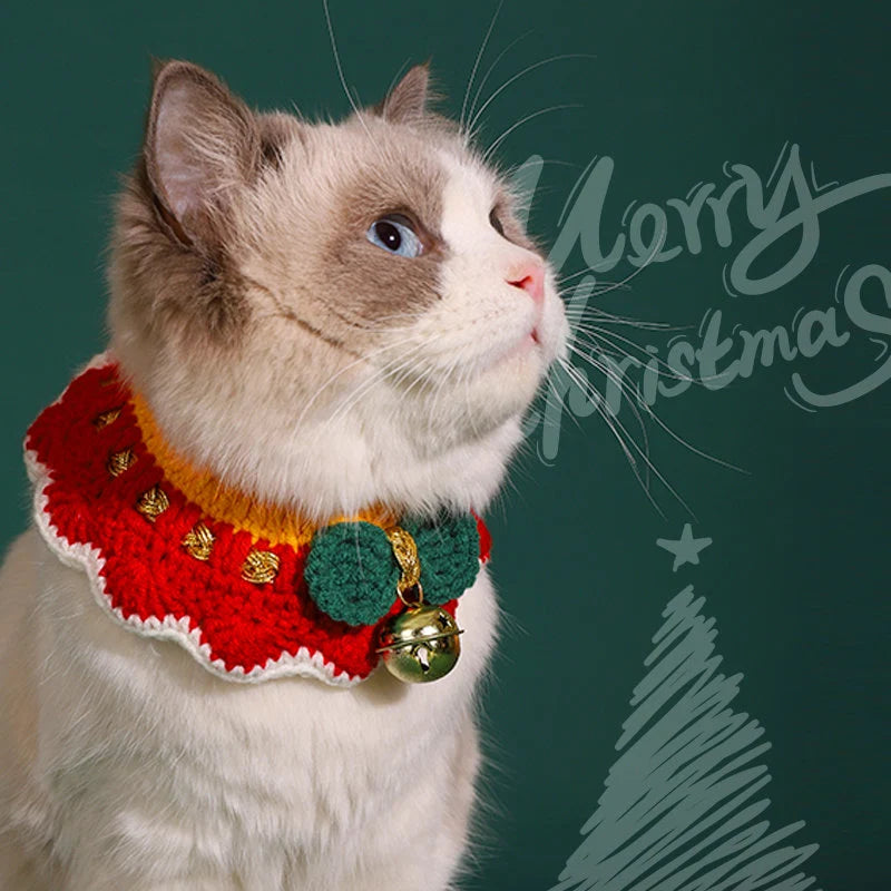 Christmas Handmade Knitted Crochet Pet Collar