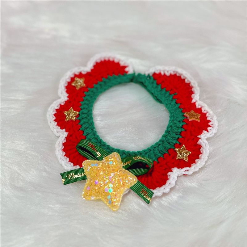 Christmas Handmade Knitted Crochet Pet Collar