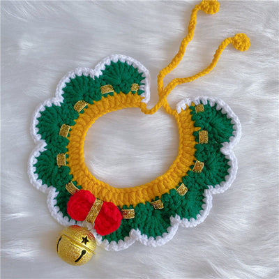 Christmas Handmade Knitted Crochet Pet Collar