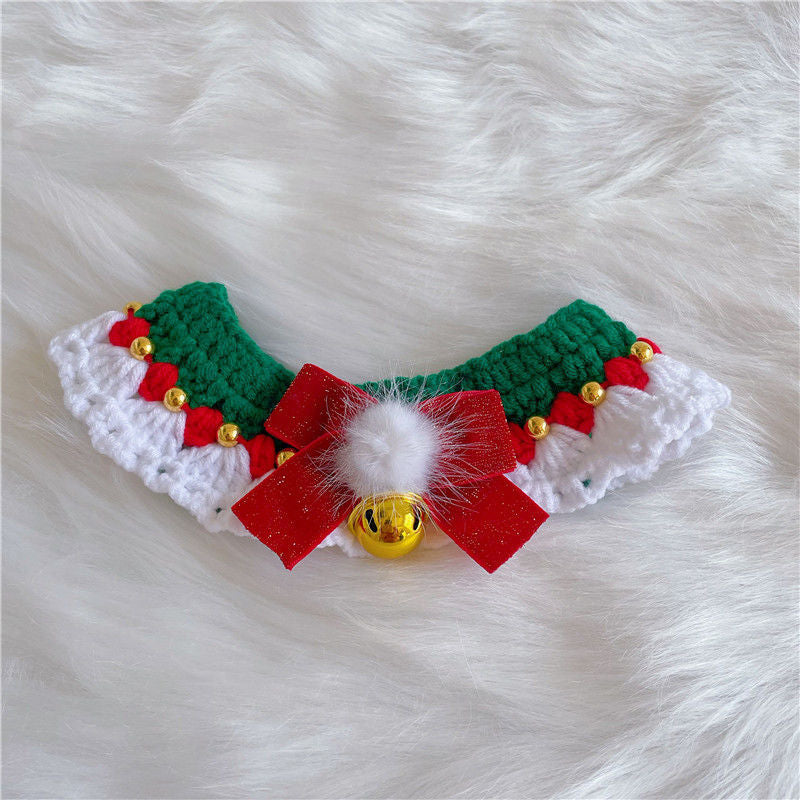 Christmas Handmade Knitted Crochet Pet Collar