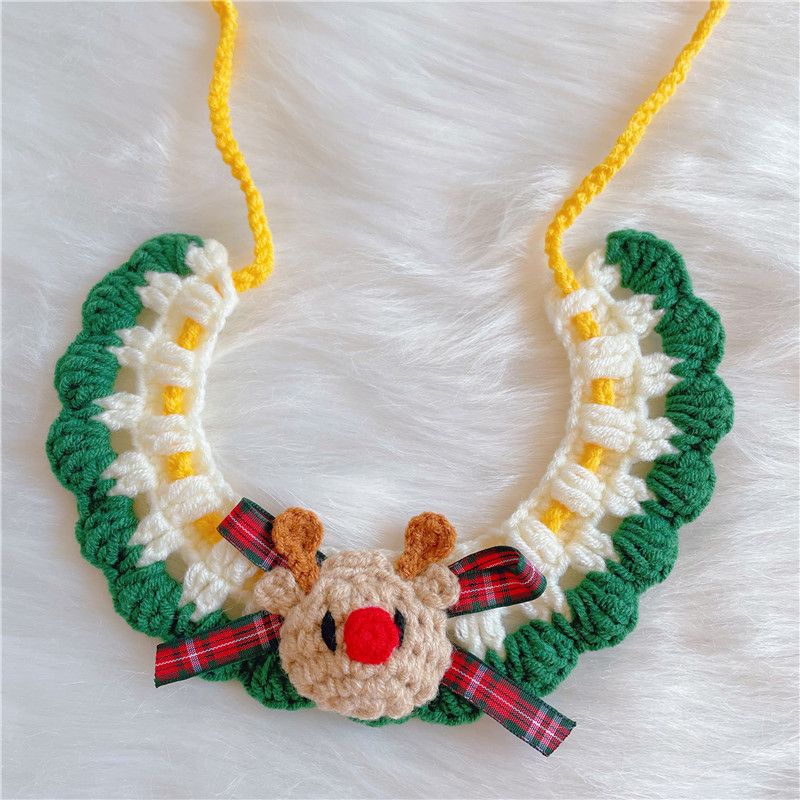 Christmas Handmade Knitted Crochet Pet Collar