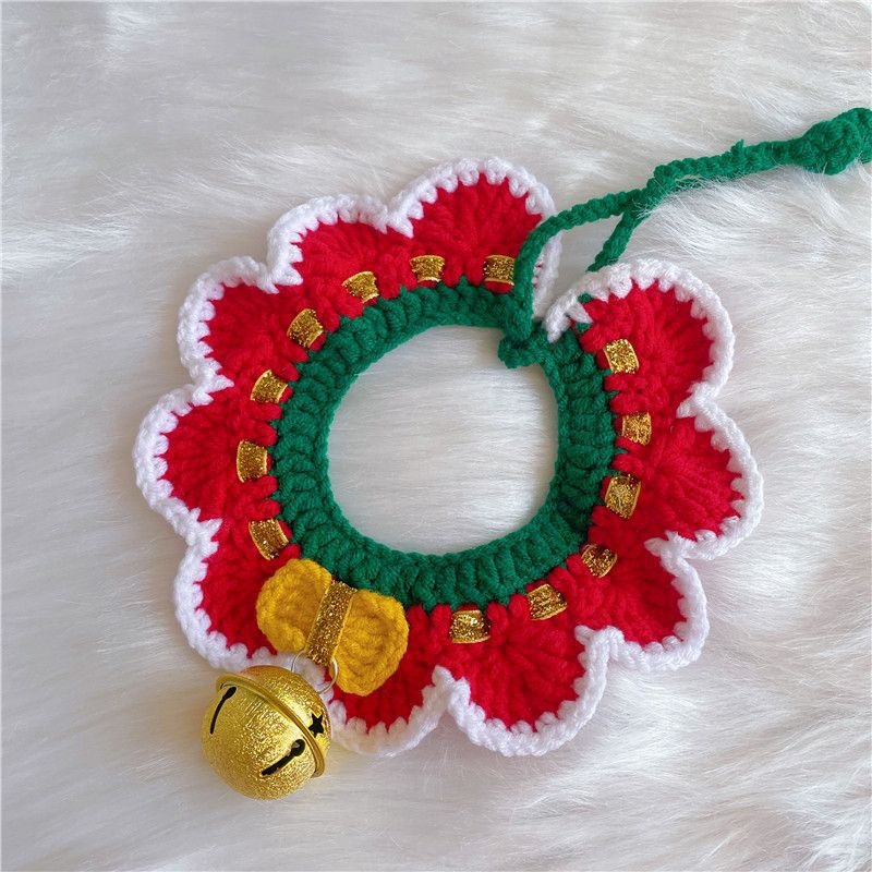 Christmas Handmade Knitted Crochet Pet Collar