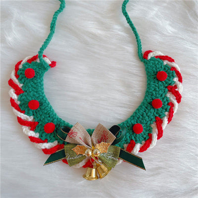 Christmas Handmade Knitted Crochet Pet Collar