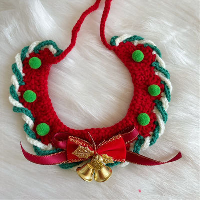 Christmas Handmade Knitted Crochet Pet Collar