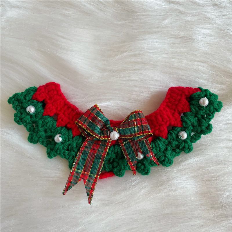 Christmas Handmade Knitted Crochet Pet Collar