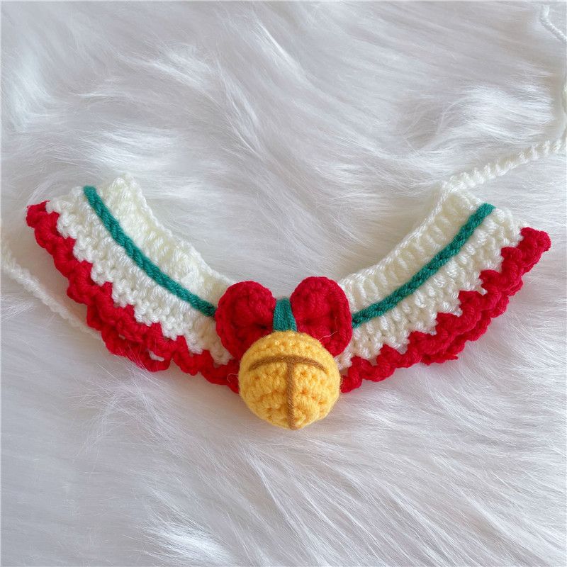 Christmas Handmade Knitted Crochet Pet Collar