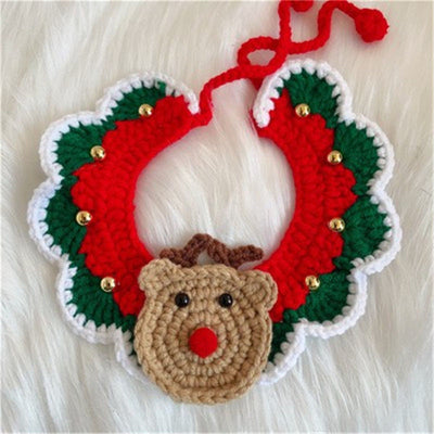 Christmas Handmade Knitted Crochet Pet Collar