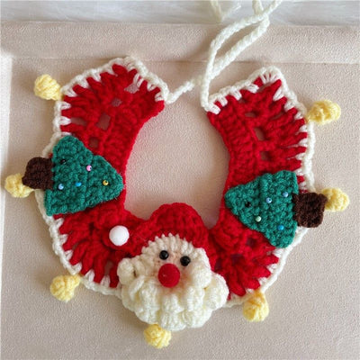 Christmas Handmade Knitted Crochet Pet Collar