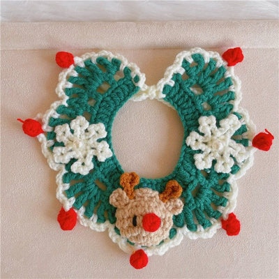 Christmas Handmade Knitted Crochet Pet Collar