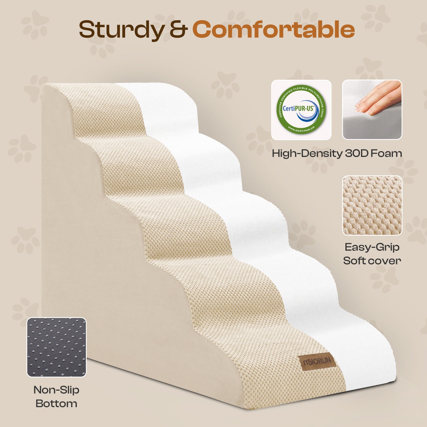 Curved Dog Stairs-Beige