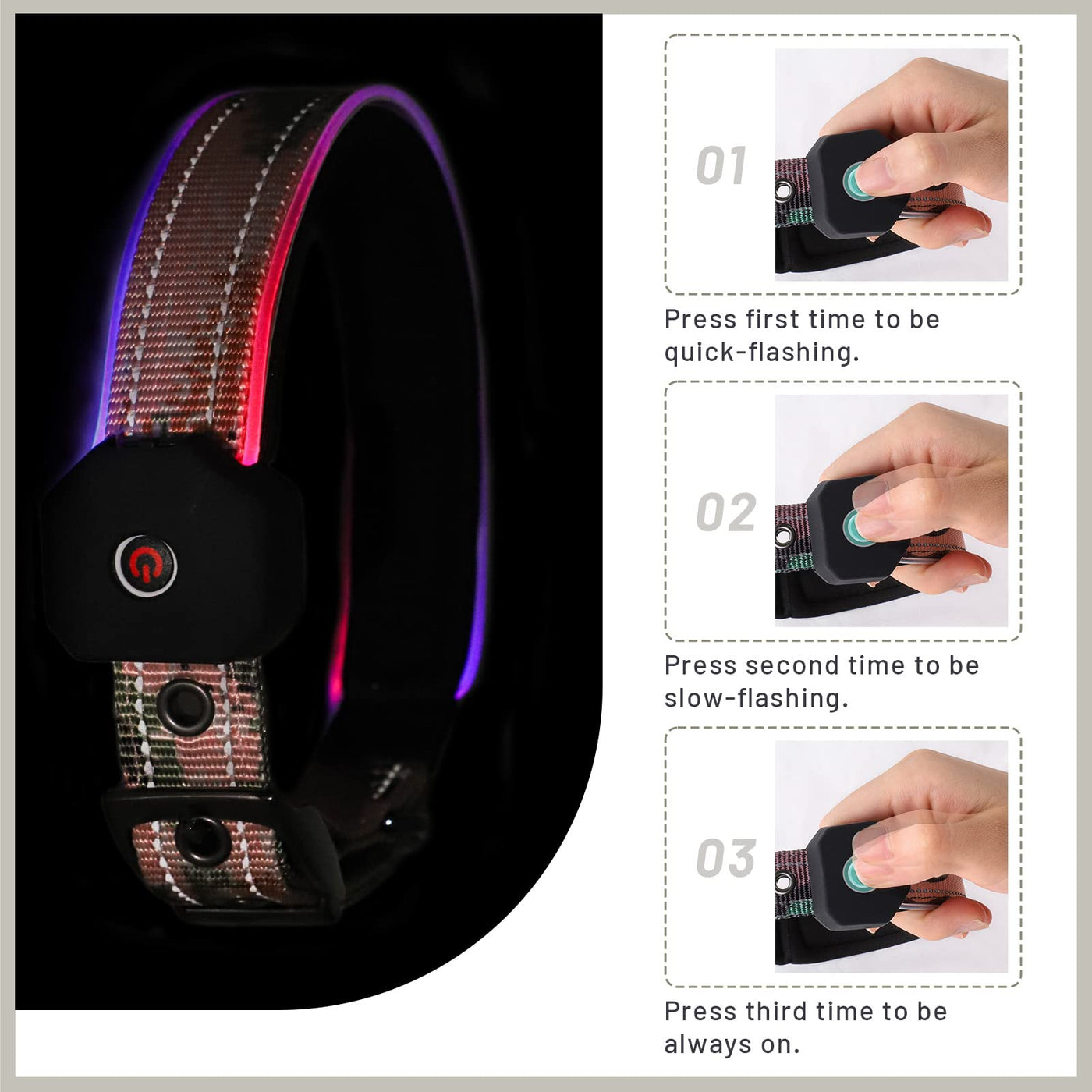 LED Reflective Dog Collar with Rechargeable