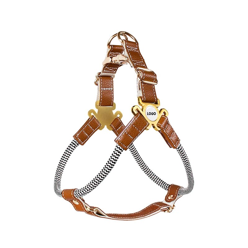 Luxury Leather Dog Harness Leash Set