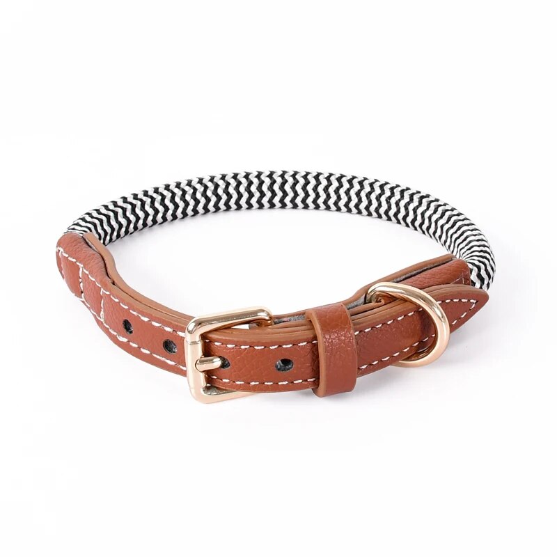 Luxury Leather Dog Harness Leash Set