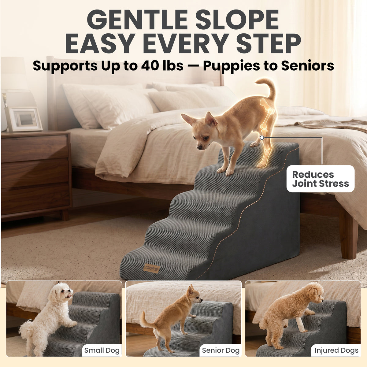 Curved 5-step Dog Stairs