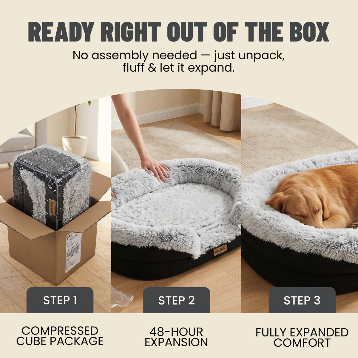 Fluffy Orthopedic Dog Bed-Gray
