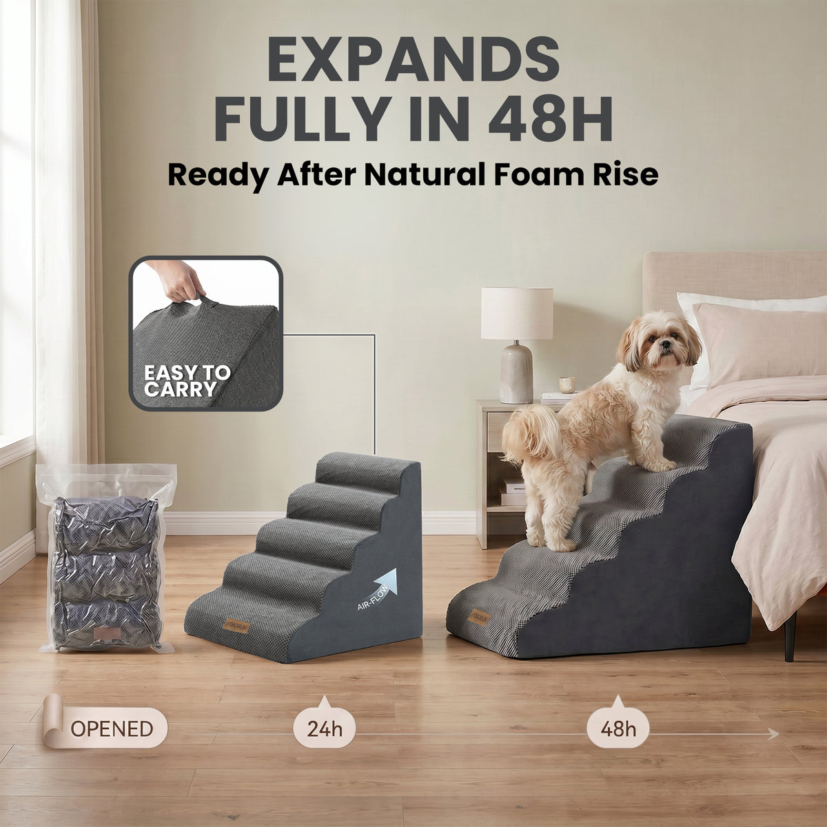 Curved 5-step Dog Stairs