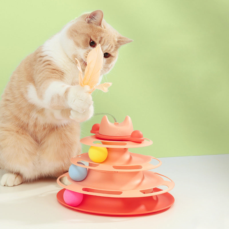 Three-Layer Feather Cat Turntable