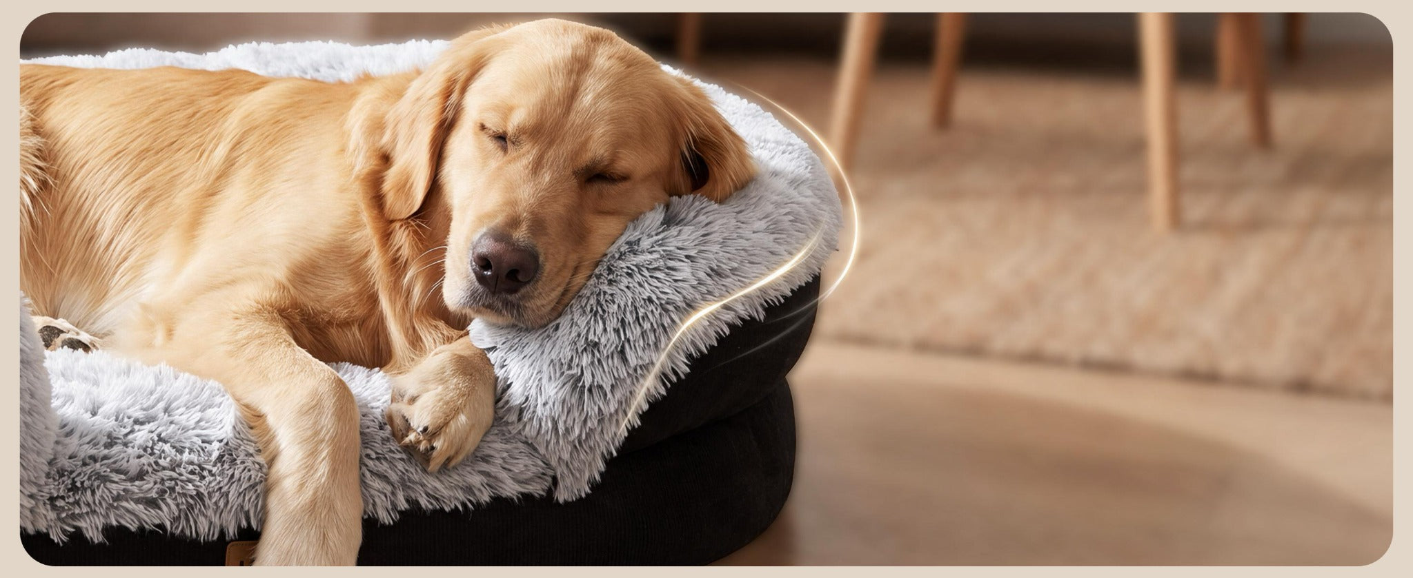 Dog resting its head on the raised bolster